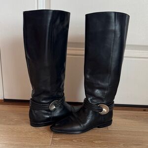 Unisa Classic Black Leather Riding Style Boots